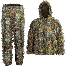 (M L) Herren, Damen und Kinder 3D Green Leaf Bionic Camouflage Jagdanzug CS Schießanzug Taktischer Kampfanzug Anzug