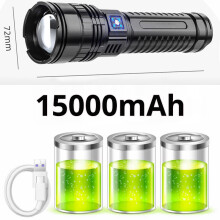 1000 W eingebauter Akku-Blitz-Notfallscheinwerfer Leistungsstärkste LED-Taschenlampe Taktische Taschenlampe 15000 mAh