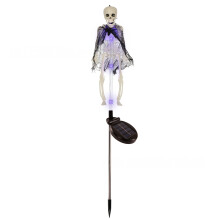 (Purple) 1pc Upgraded LED Halloween Outdoor Solar-Powered Skull, Solar-Powered, Eight Lighting Modes, Suitable for Lawn,