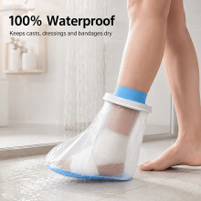 Adult Foot Cast Shower Cover Reusable Foot Wound Bandage Protector with Non-Slip Sole for Broken Ankle Postoperative Bathing Keeps