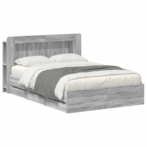 VidaXL vidaXL Bed Frame with Storage Grey Sonoma 160 x 200 cm Engineered Wood 2