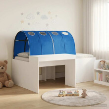 vidaXL Kids'High Bed Frame with Desk White and Blue Engineered Wood