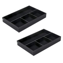 2X 4 Gniazda Organizer do Szuflady na Biurko, Organizer do Szuflad Ze Skóry Pu Przegroda (Czarna)