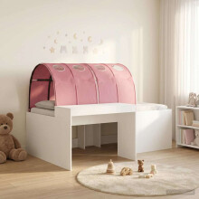 vidaXL Bed with Tunnel 4 pcs White and Pink Engineered Wood