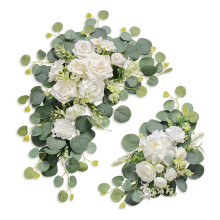 2 Peças de Flores Artificiais para Arco de Casamento, para Placa de Boas-Vindas da Cerimônia, Guirlandas Florais Artificiais, Brancas