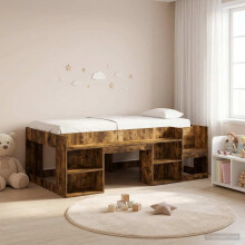 vidaXL Kids'Bed Frame with Storage Smoked Oak 80 x 200 cm