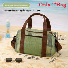 (Green) Stylish Tote Mesh With Large Interior For Beach Travel Equipment Swimming