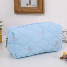 (Blue) Butterfly Bow Cute Makeup Case Storage Bag With Large Material Waterresistant Capacity