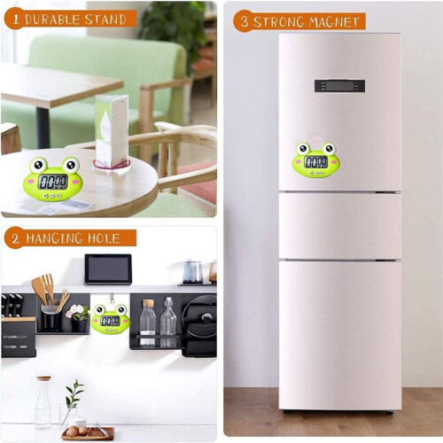 Kitchen Timer Cute Cartoon Animal Countdown Timer Digital Magnetic LCD Large-Screen Visual Clock Alert for Cooking Sport 2