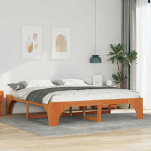 vidaXL Bed Frame Brown 200 x 200 cm Solid Pine Wood