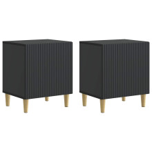 vidaXL Bedside Cabinet 2 pcs Black 43 x 34.5 x 50 cm Engineered Wood