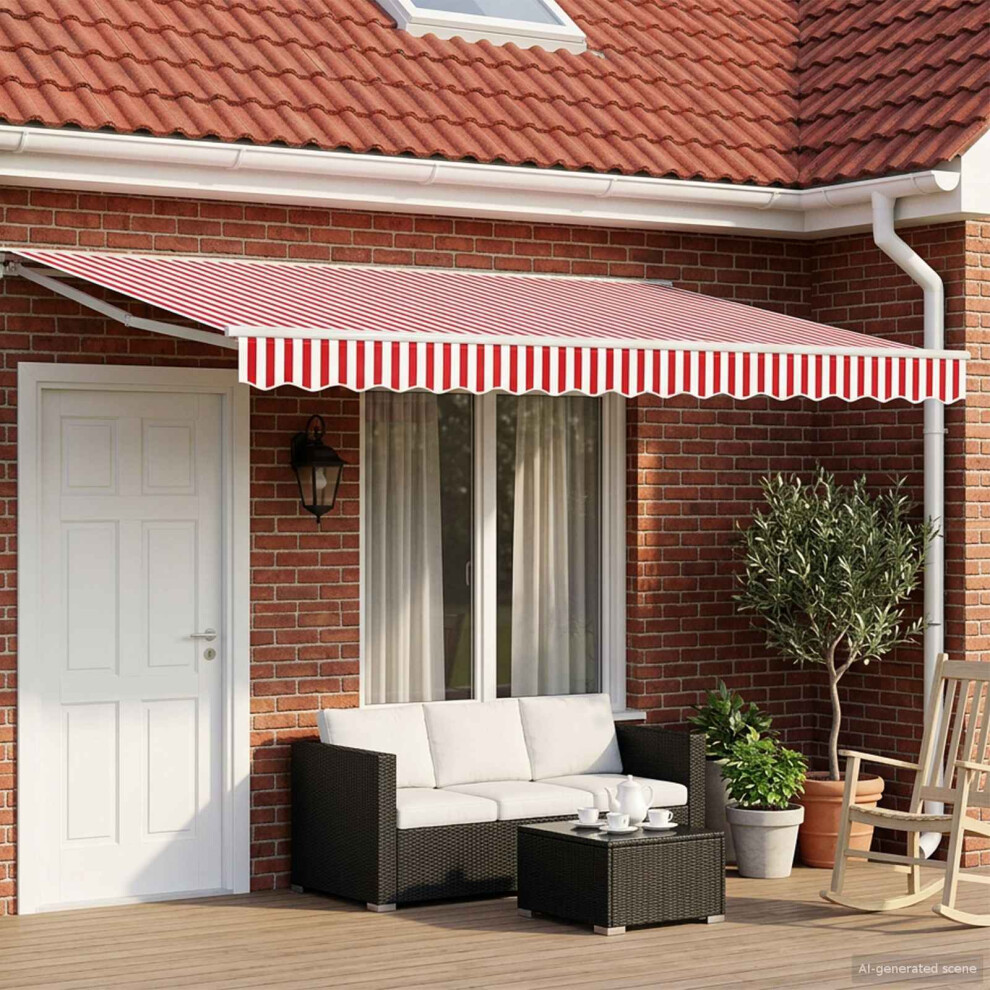 Vidaxl Manual Retractable Awning Red And White 5 X 3 M