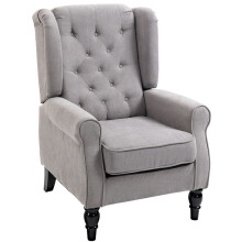 Retro Wingback Accent Chair - Grey, Wood Frame