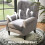 Retro Wingback Accent Chair - Grey, Wood Frame 6