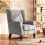 Retro Wingback Accent Chair - Grey, Wood Frame 2
