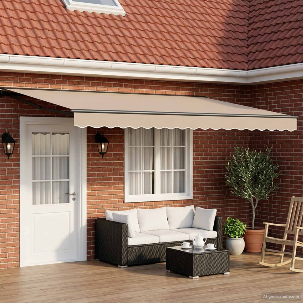 Vidaxl Manual Retractable Awning Beige 4 X 3.5 M