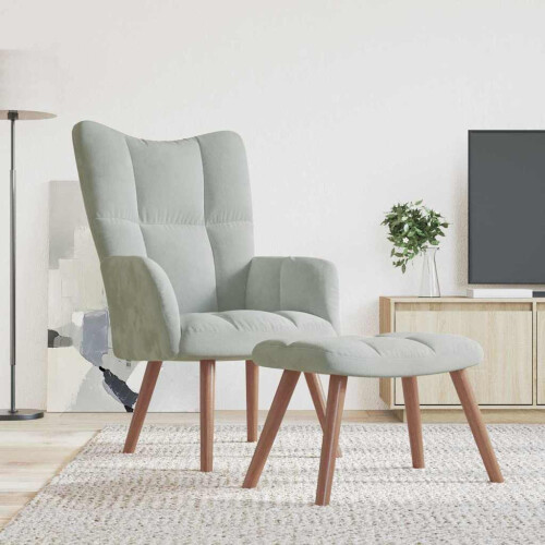 VidaXL vidaXL Relaxing Chair Light Grey Velvet
