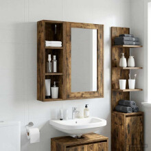 vidaXL Bathroom Wall Cabinet with Shelf Smoked Oak 20 x 14 x 70 cm