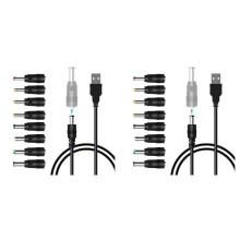 2X Kit de Câbles D'Alimentation USB Vers CC Universels avec 16 Adaptateurs - Idéal pour les Routeurs, les Lampes Lunaires, les Lumières LED, les