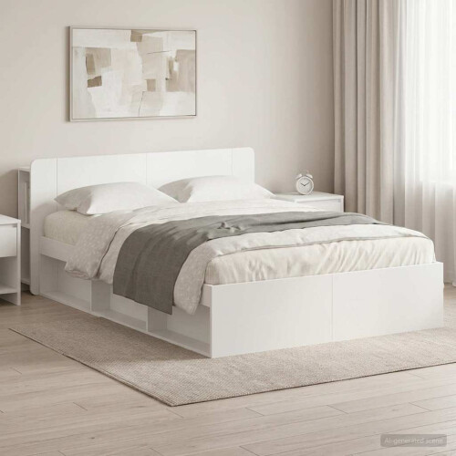 VidaXL vidaXL Bed Frame with Storage White 150 x 200 cm Engineered Wood