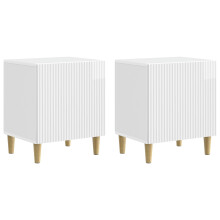 vidaXL Bedside Cabinet 2 pcs High Gloss White 43 x 34.5 x 50 cm
