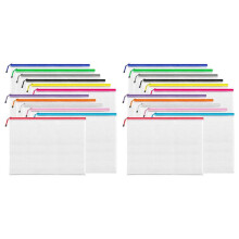 A3 (16,9x12,4 Pollici, 24 Pezzi) Busta con Cerniera In Rete, Buste Extra Large con Cerniera In 12 Colori, Buste Impermeabili per Forniture per Ufficio