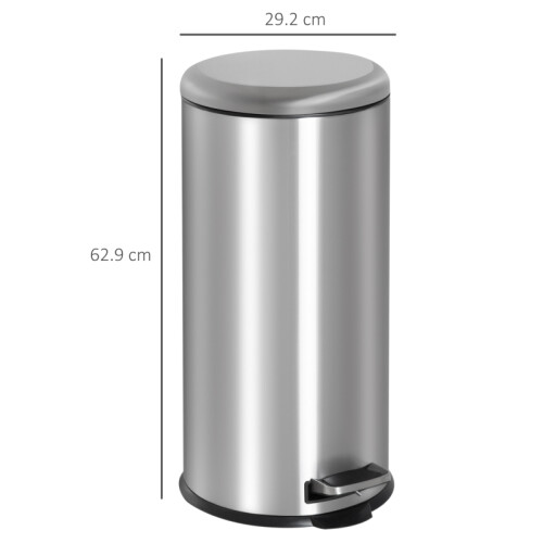 Stainless Steel Foot Pedal Bin 30L Silver 2