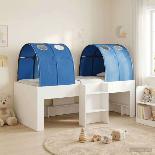 VidaXL vidaXL Bed with Tunnel 4 pcs White and Blue Engineered Wood