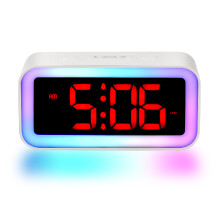 Digital Alarm Clock with LED Display, RGB Night Light Bedside Clock with Dual Alarm, Snooze Function, USB Charging Port for Bedroom Kids Adults