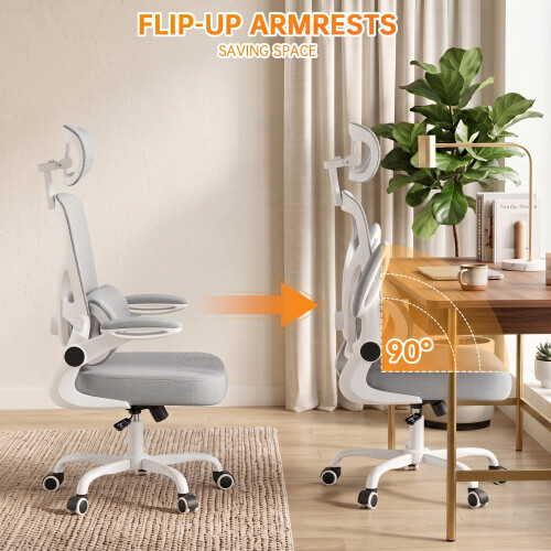 (Grey C) Ergonomic Office Chair With Adjustable Headrest 2