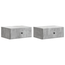 vidaXL Wall-Mounted Bedside Cabinet with Drawer 2 pcs Concrete Grey