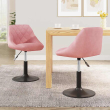 vidaXL Swivel Dining Chairs 2 pcs Pink Velvet