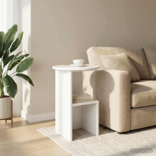 vidaXL Side Table High Gloss White Ø 39.5 x 55 cm Engineered Wood