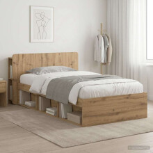 vidaXL Bed Frame with Storage Artisan Oak 75 x 190 cm Engineered Wood