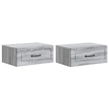 vidaXL Wall-Mounted Bedside Cabinet 2 pcs Grey Sonoma Engineered Wood