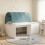 VidaXL vidaXL Kids'High Bed Frame with Desk White and Light Blue 1