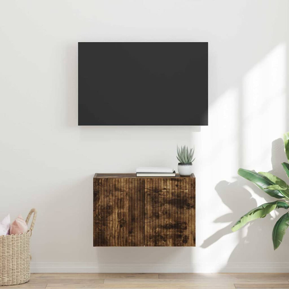 Vidaxl Tv Wall Cabinet Smoked Oak 59.5 X 31 X 40 Cm Engineered Wood