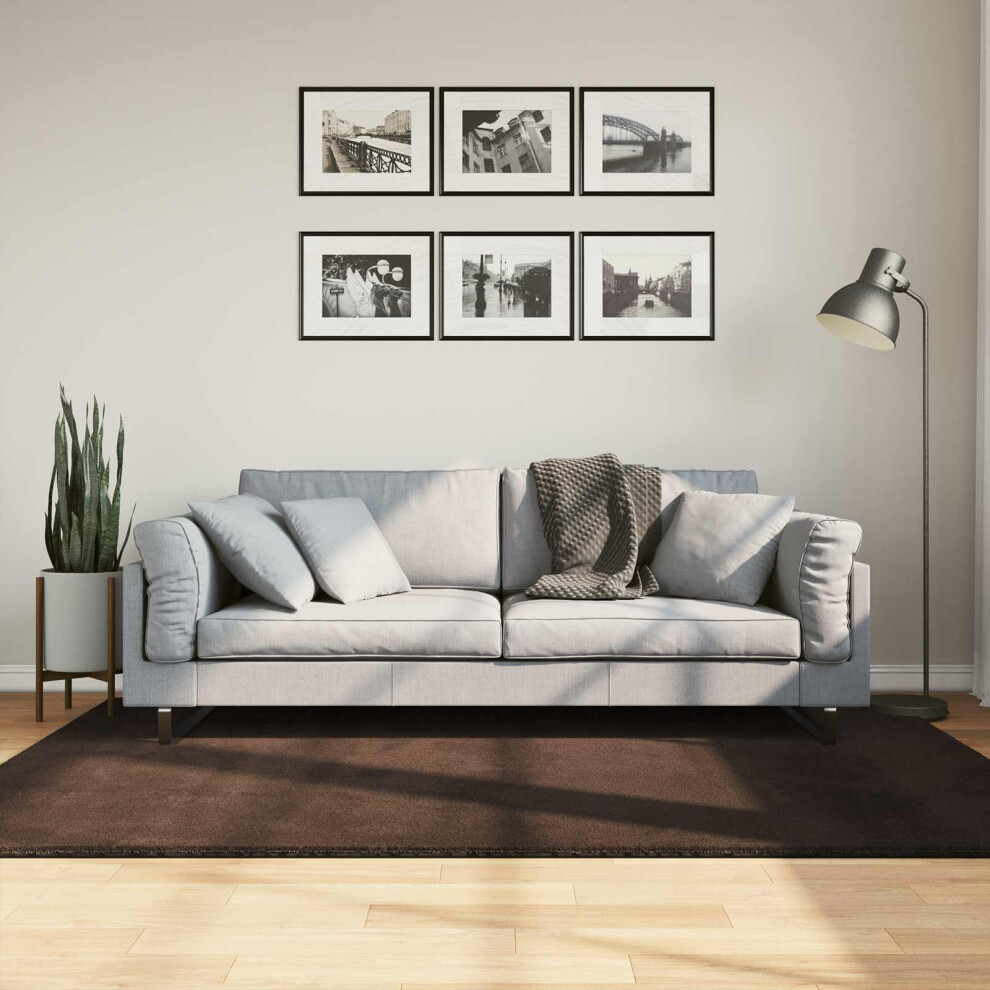 Vidaxl Medium Pile Soft And Washable Rug Huarte Brown 200 X 140 Cm