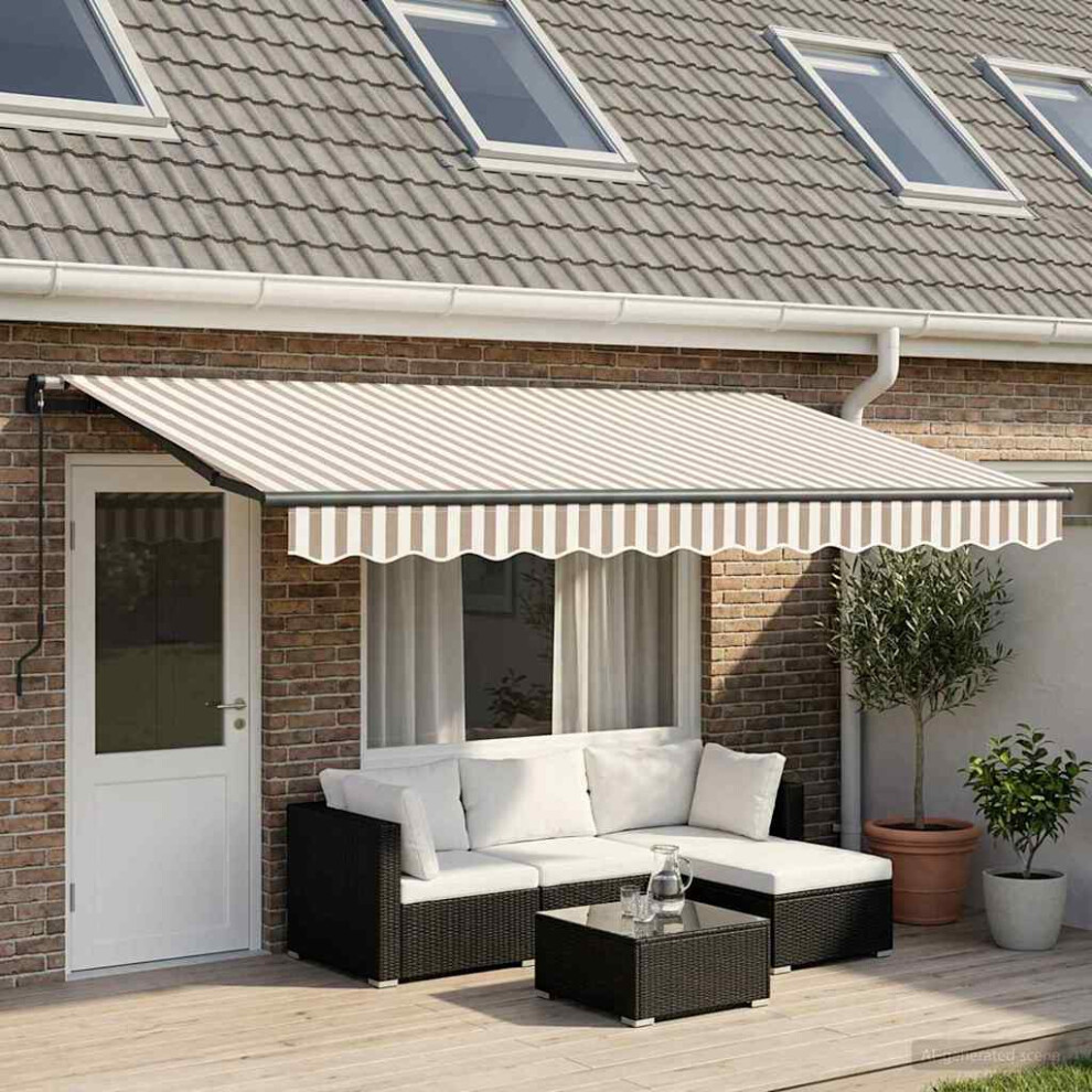 Vidaxl Retractable Awning Light Grey And White 400 X 300 Cm