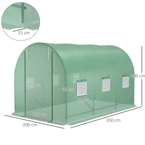 3.5x2m Polytunnel Greenhouse with Steel Frame 2