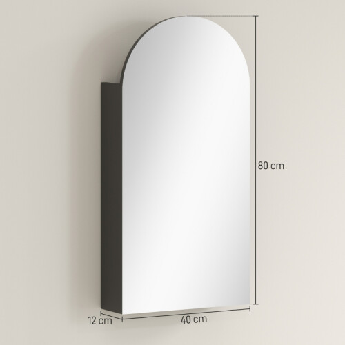 Black Arched Bathroom Mirror Cabinet 2