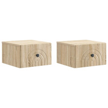 vidaXL Wall-Mounted Bedside Cabinet 2 pcs Sonoma Oak 33 x 34.5 x 20 cm