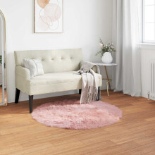 vidaXL Faux Sheepskin Rug TAFALLA Pink Ø 100 cm Polyester