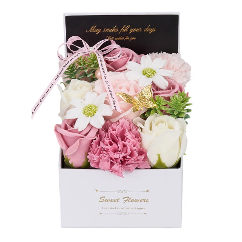 Living And Home Rose Scent Soap Flower Gift Box Tabletop Decor 1