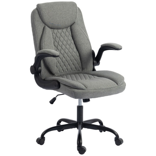 (Grey, Linen) HOMCOM Linen-Look Executive Office Chair, Grey