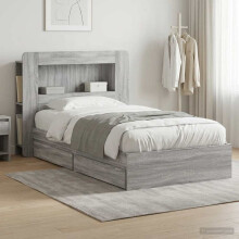 vidaXL Bed Frame with Storage Grey Sonoma 90 x 200 cm Engineered Wood