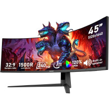 Gawfolk 45 inch Ultra-Wide Curved 1500R Gaming Computer Monitor, DQHD(5120×1440) PC Screen, 240Hz, 1MS, FreeSync, 120% sRGB, Built-in speaker