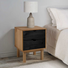 vidaXL Bedside Table OTTA Black 45 x 39 x 57 cm Solid Pine Wood