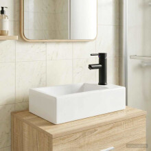 vidaXL Bathroom Wash Basin Matte Black 45.5 x 25.5 x 13 cm Metal