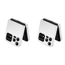 2X Téléphone Portable Pliable A50 Pro à Double Carte SIM GSM avec Enregistrement Automatique des Appels, Écran de 2,4 Pouces, Type C, Blanc